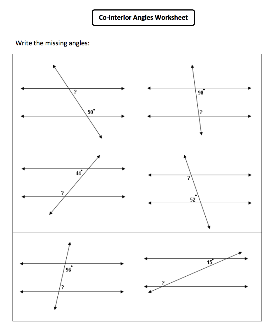 Parallel Lines and Angles - Senior Block Inside Find The Missing Angle Worksheet
